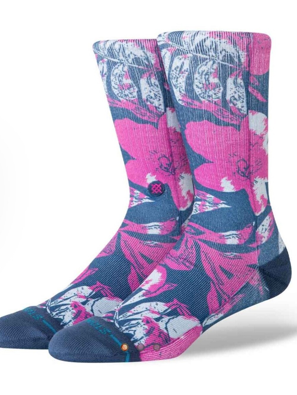 Stance Blue and Pink Floral Linue Crew Socks
